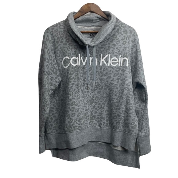 Calvin Klein Sweaters - Calvin Klein Women's Gray Cheetah Pullover Cowl neck Sweater Size Large